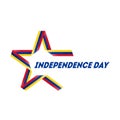 Independence Day star made of ribbon in national Colombia flag colors. Vector illustration for 20th july