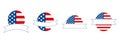 Independence Day United States emblems. USA flag illustration, sign or symbol, badges with ribbons for text