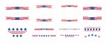 Independence Day United States frames and dividers. USA flag decorations - border lines. Memorial Day, Veterans day