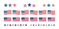 Independence Day United States stars and dividers. USA flag illustration, decorations - border lines. Memorial Day