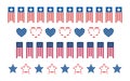 Independence Day United States stars and hearts dividers. USA flags illustration, decorations - border lines Royalty Free Stock Photo