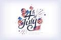 Independence day USA banner template american balloons flag and flags Garlands decor.4th of July celebration poster template.fourt Royalty Free Stock Photo