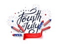 Independence day USA banner template rockets for fireworks background.4th of July celebration poster template.fourth of july Royalty Free Stock Photo