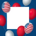 Independence day USA celebration banner template with american balloons flag decor. 4th of July holiday poster template. Fourth of