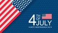 Independence day USA celebration banner template with american flag flat decor on background in red, white and blue colours. 4th Royalty Free Stock Photo