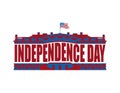 Independence Day USA emblem. White house. America Patriotic holiday July 4 Logo. National Celebration United States Royalty Free Stock Photo