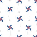 Independence Day of USA. Seamless pattern with pinwheel. Holiday background for 4th of July celebration. National