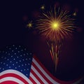 Independence Day yellow red fireworks Royalty Free Stock Photo