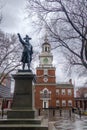 Independence Hall And John Barry Statue - Philadelphia, Pennsylvania, USA