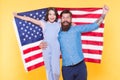 Independence is happiness. How do americans celebrate independence day. Father bearded hipster and cute little daughter Royalty Free Stock Photo