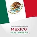 Independence of Mexico banner card with flag