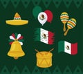 independence mexico nine icons