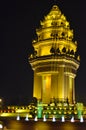 Independence Monument Phnom Penh Cambodia at night Asia Royalty Free Stock Photo