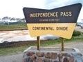 Independence Pass Colorado Continental Divide Sign Royalty Free Stock Photo