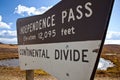 Independence Pass Sign at the Continental Divide Royalty Free Stock Photo