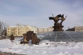 Independence Square in the center of Minsk. Fontaine details. Coat of arms of Brest city Royalty Free Stock Photo