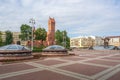 Independence Square and Church of Saints Simon and Helena - Minsk Red Church - Minsk, Belarus Royalty Free Stock Photo