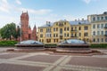 Independence Square and Church of Saints Simon and Helena - Minsk Red Church - Minsk, Belarus Royalty Free Stock Photo