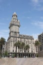 Independence Square and exterior view of the Salvo Palace, Montevideo, Uruguay Royalty Free Stock Photo