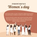 Independence woman s day. Women hold hands. Girls in white clothes. Greeting card, poster, banner in flat style