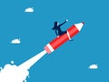 Independent business creation or business development. Businesswoman flying with a pencil