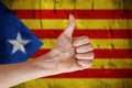 Independent Catalonia. Hand with thumb up.