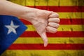 Independent Catalonia. Hand with thumb down.