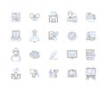 Independent Developer line icons collection. Innovative, Agile, Self-driven, Skilled, Focused, Autonomous, Versatile