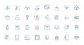 Independent machines linear icons set. Autonomy, Self-sufficient, Unsupervised, Independent, Automated, Mechanized, Self