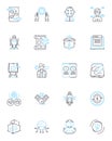 Independent machines linear icons set. Autonomy, Self-sufficient, Unsupervised, Independent, Automated, Mechanized, Self