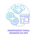 Independent small business co-ops blue gradient concept icon