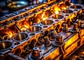 InDepth Look at a Gasoline Engine Cylinder Head Combustion Chamber Overhaul Precision Mechanics and Engineering Marvels Royalty Free Stock Photo