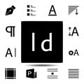 indesign, text icon. Simple glyph, flat vector of Text editor set icons for UI and UX, website or mobile application