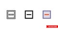 Indeterminate checkbox icon of 3 types color, black and white, outline. Isolated vector sign symbol