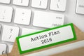 Index Card with Inscription Action Plan 2016. 3D. Royalty Free Stock Photo