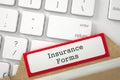 Index Card with Inscription Insurance Forms. 3D. Royalty Free Stock Photo