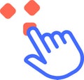 Index finger clicking a series of squares, symbolizing a multi stage operation, user interface interaction, or