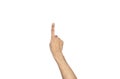 Index finger, hand pointing gesture on white background, clipping path Royalty Free Stock Photo