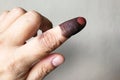 Index finger with indelible ink stain after voting in election Royalty Free Stock Photo