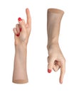 Index finger, pointer pointing up and down, hand gesture for indicating, showing direction. Isolated Royalty Free Stock Photo