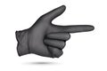 Index finger pointing sign in black glove isolated Royalty Free Stock Photo