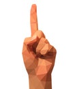 The index finger raised up one hand polygonal low poly