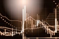 Index graph of stock market financial indicator analysis on LED.
