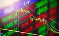 Index graph of stock market financial indicator analysis on LED.