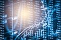 Index graph of stock market financial indicator analysis on LED.