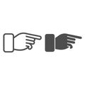 Index pointer line and solid icon. Judgment forefinger, hand with pointing main finger. Jurisprudence vector design