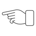 Index pointer thin line icon. Judgment forefinger, hand with pointing main finger. Jurisprudence vector design concept