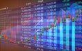 Index of world major stock market with candle stick, forex trading in perspective graphic design for financial investment concept