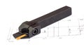 Indexable lathe tool with replaceable tip on blueprint background Royalty Free Stock Photo