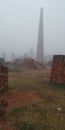 Into kiln located in the state of Uttarakhand Pradesh ,India,with fog all aound